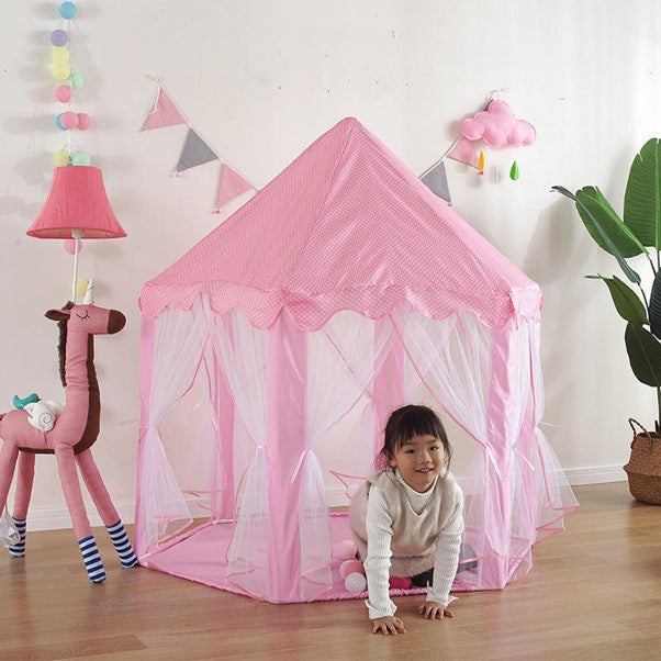 Baby Playing in Princess Castle Tent