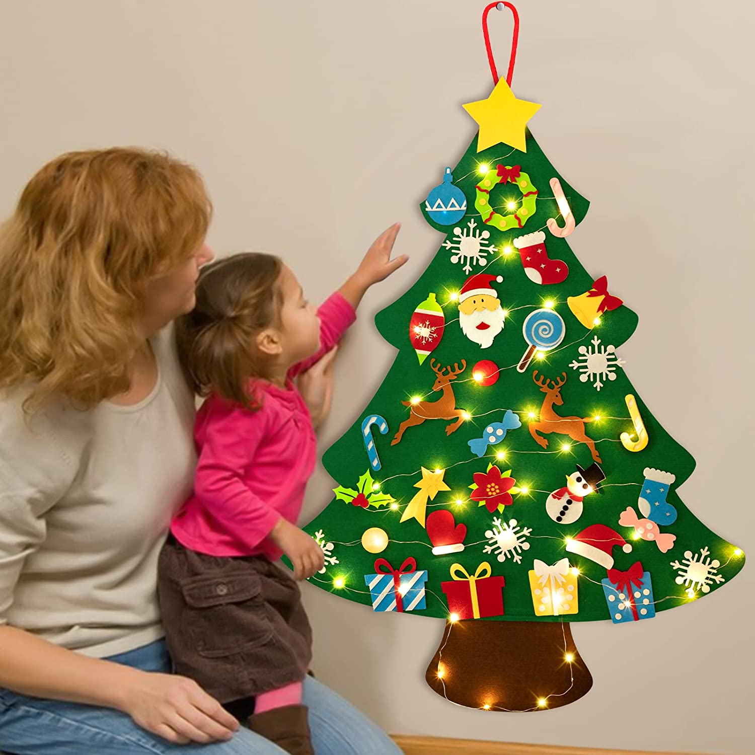 4 Ft Led Felt Christmas Tree DIY Felt Christmas Kits with 30 Ornaments and  light